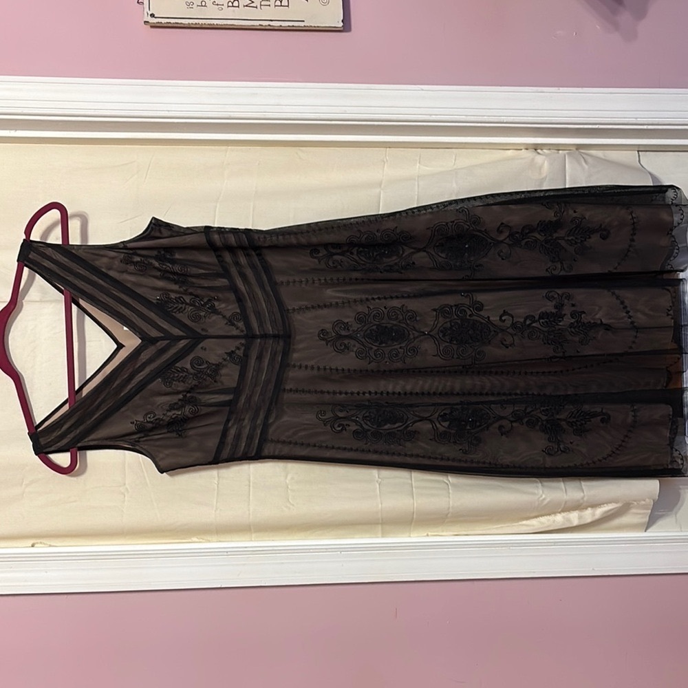 LOFT Black and Brown Midi Dress